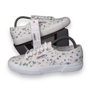 Superga 2750 Flower Print Casual Print Sneakers White / Lt. Blue Women's 8.5